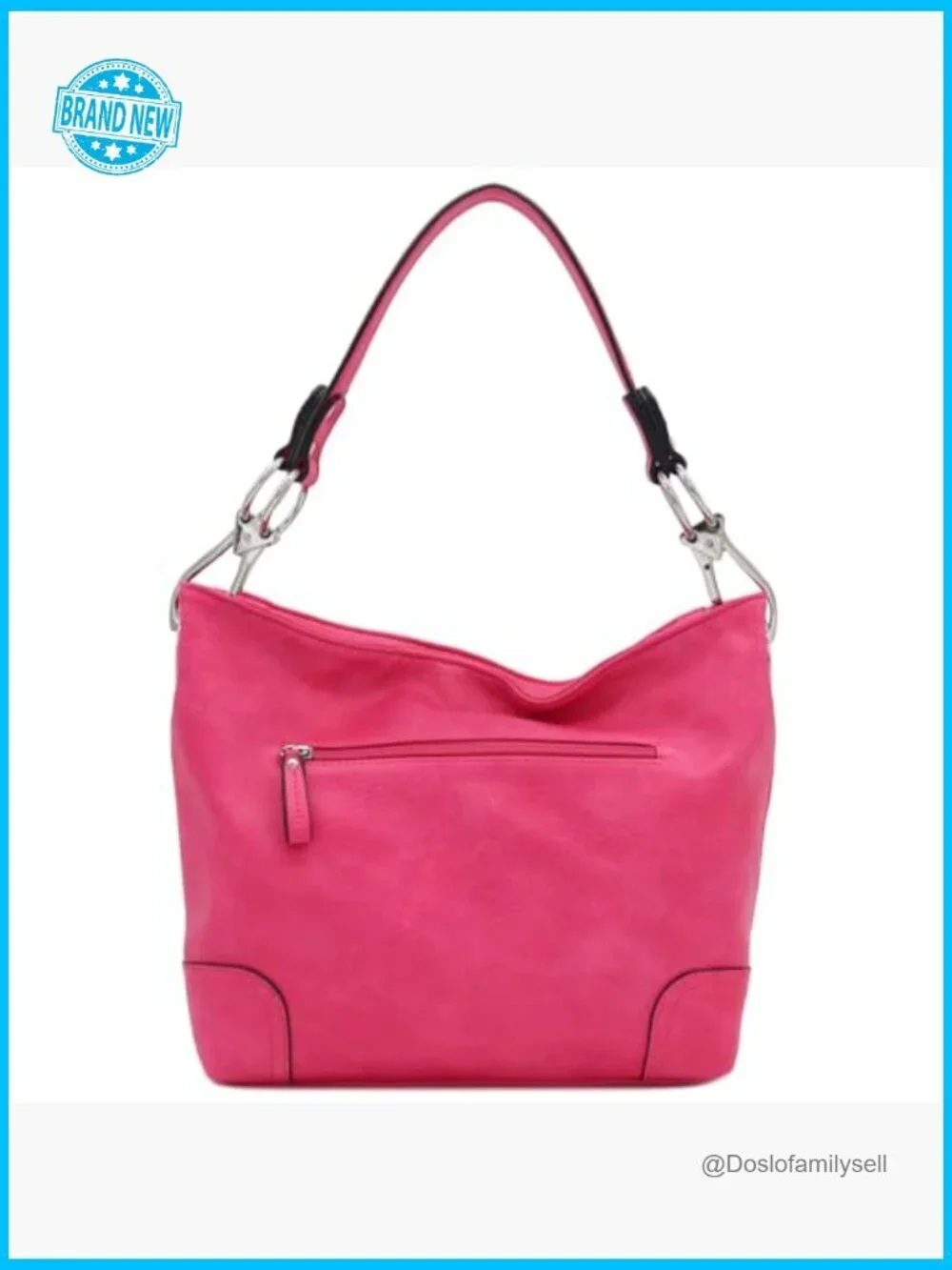 Faux Leather Hobo Shoulder Bag with Big Snap Hook Hardware